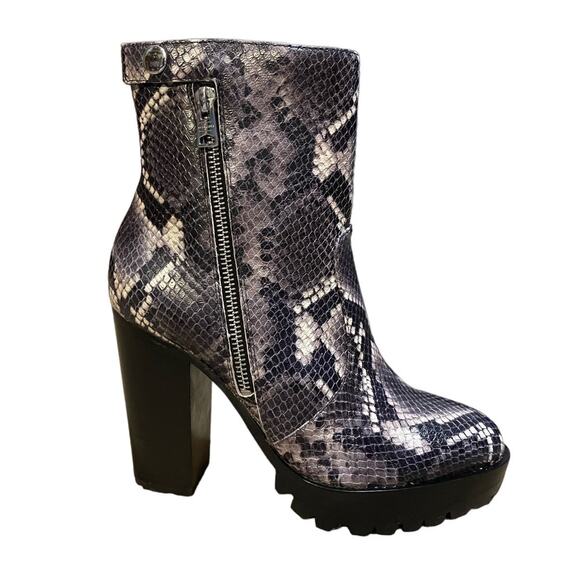 AllSaints Ana Snake Emobossed Lug Womens Boot Size EU38 US 7 NEW - Picture 1 of 13